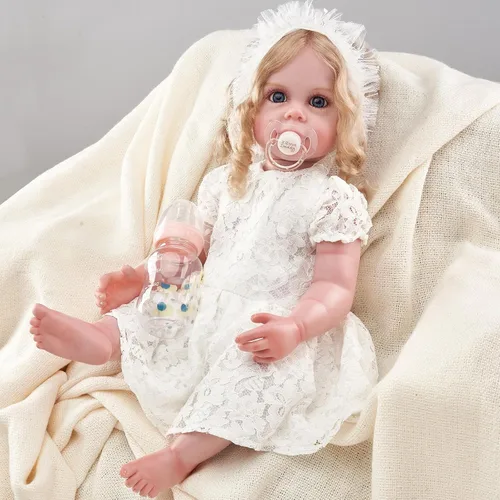 Miniatura 7 de Muñecas Reborn de 22 pulgadas de vinilo suave realista de bebé recién nacida, muñeca realista de bebé niña, muñecas realistas recién nacidas con kit