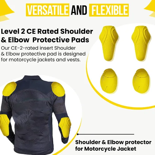 Miniatura 7 de Juego de 4 almohadillas de armadura con certificación CE Nivel 2 para codo y hombro, nivel 2 aprobado para hombre y protector de codos
