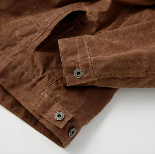 Miniatura 6 de Huckberry Flint and Tinder Chaqueta de Camionero Encerada con Forro de Franela para Hombre, Chaqueta para Hombre Resistente al Agua y a la Intemperie