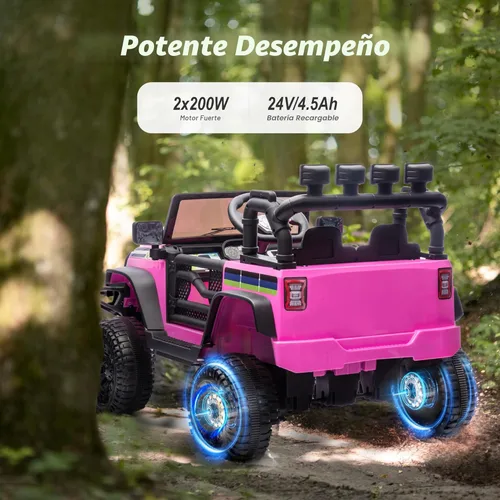 Miniatura 4 de Hikiddo - Coche eléctrico de 24 V para niños, vehículo de juguete con mando a distancia para niños de 3 a 5 años, con motor de 400 W - Rosa