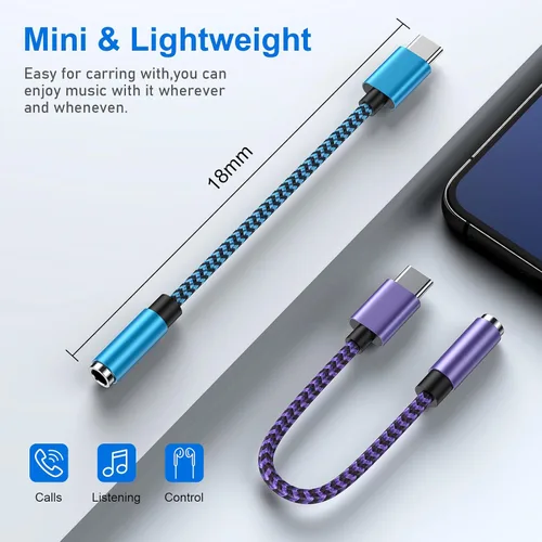 Miniatura 3 de Adaptador USB tipo C a conector de auriculares de 0.138 in, paquete de 2 cables USB C a Aux hembra de audio compatible con Samsung Galaxy A54 A37