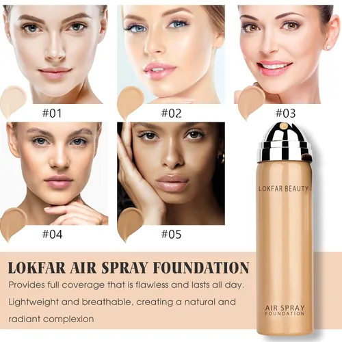 Miniatura 3 de LOKFAR Aerosol de base AirBrush - Kit de maquillaje en aerosol de niebla sedosa con brocha, base de cobertura completa para un acabado radiante #05