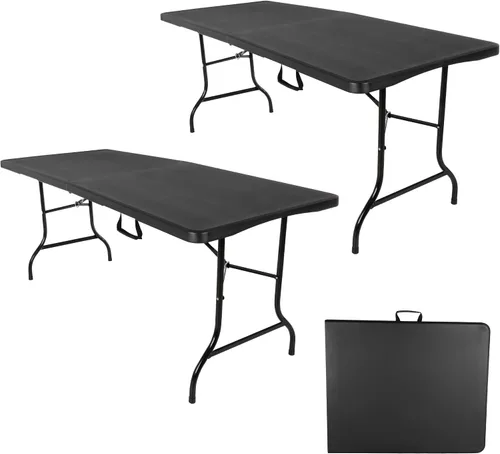 Miniatura 23 de Lavish Home Mesas plegables portátiles – Escritorio plegable portátil ligero – Mesa de plástico de 6 pies de largo para camping, jugar a las cartas
