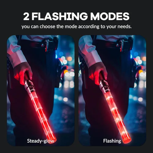 Miniatura 6 de E-riding Varita de tráfico recargable de 16 pulgadas, bastón de control de tráfico rojo con 2 modos intermitentes, varita de luz LED de seguridad