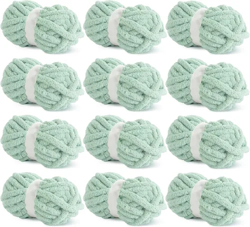 Miniatura 84 de HOMBYS Hilo de Chenille Grueso Carbón para Crochet, Hilo Grueso Espeso y Esponjoso para Tejer, Hilo Súper Grueso para Tejer Mantas a Mano, Hilo