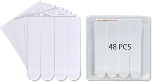 Miniatura 10 de 72 Tiras de Repuesto Pequeñas, Tiras Adhesivas para Colgar en la Pared sin Daños para Ganchos de Pared Interiores, Tiras Colgantes de Pared