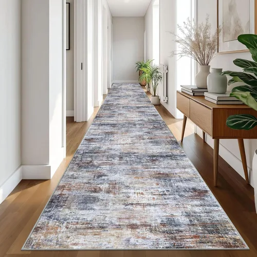 Miniatura 1020 de IOHOUZE Alfombra abstracta lavable de 3 x 12 pies para pasillos, antideslizante para cocina, camino de entrada de lana sintética para interiores