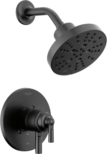 Miniatura 9 de Delta Faucet Saylor Serie 17 Kit de moldura de válvula de ducha de níquel cepillado con cabezal de ducha H2Okinetic, sistema de ducha Delta, juego