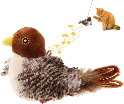 Miniatura 13 de Gigwi Juguetes interactivos para gatos con sonido de chirrido, pack de 2, juguetes para pájaros con chirridos estimulantes que hacen ruido, juguete