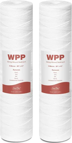 SimPure - Cartucho de filtro de agua para sedimentos y heridas de 5 micras, 20 x 4.5 pulgadas, repuesto para agua de pozo de sedimentos para toda la