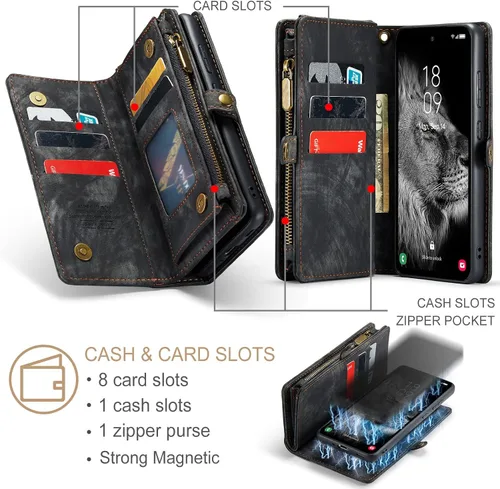 Miniatura 2 de Asuwish Funda de teléfono para Samsung Galaxy A54 5G con cremallera, funda desmontable con protector de pantalla de vidrio templado y tarjetero