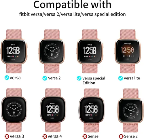 Miniatura 2 de Paquete de 8 bandas elásticas compatibles con Fitbit Versa 2/Versa para mujeres y hombres, correa trenzada de nailon ajustable Solo Loop
