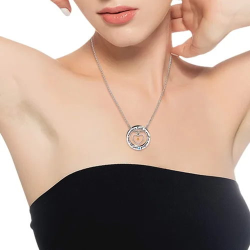 Miniatura 2 de Uloveido Collar de anillo redondo de círculo cristiano grabado fe tan pequeña como una semilla de mostaza puede mover montañas Y958