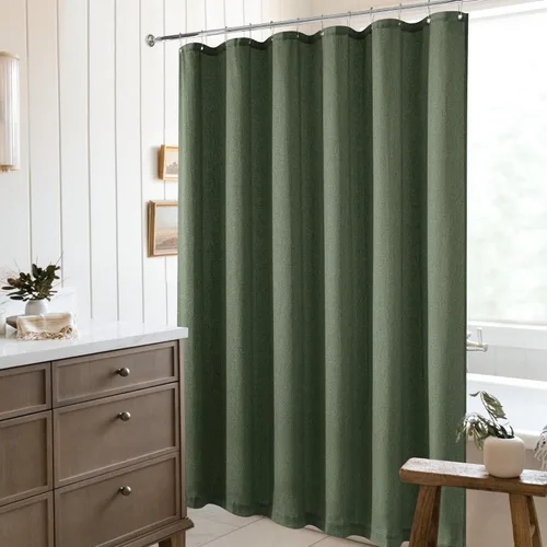Miniatura 29 de Cortina de ducha de lino de avena 36x72 para cabina de ducha, cortinas neutras grisáceas beige de lino para baño, decoración bohemia de baño