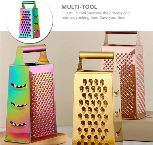 Miniatura 5 de UPKOCH Caja de acero inoxidable Rallador de queso con mango Cortador de cocina Triturador Zester Herramienta de picadora de ajo para queso, verduras