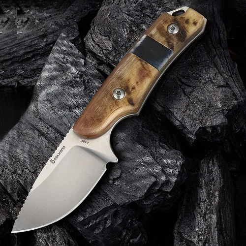 Miniatura 2 de Cool Hand Cuchillo de 5.98 pulgadas con funda de cuero, cuchillo de transporte horizontal compacto de espiga completa, funda de lazo de cinturón