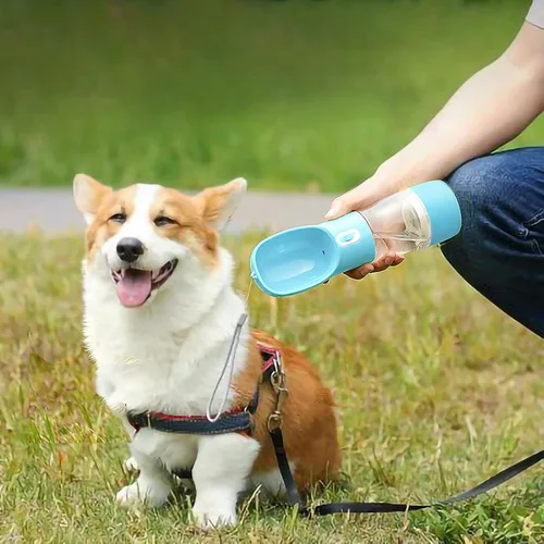 Miniatura 6 de Botella de agua para perros, botella de agua portátil para perro, diseño multifuncional y desmontable para beber y comer, taza combinada, botella
