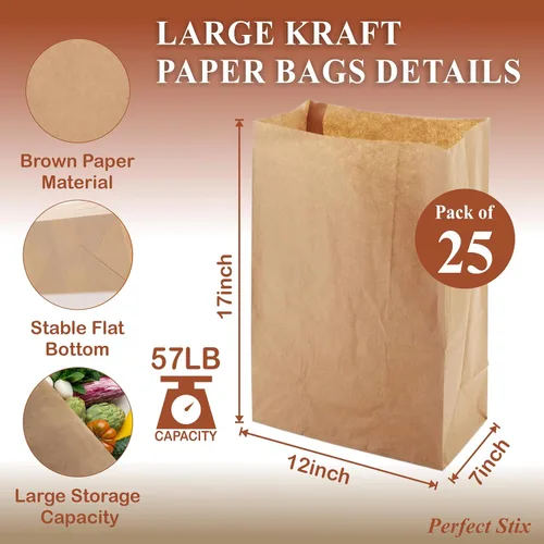 Miniatura 2 de Bolsas de papel kraft marrón de 57 libras, paquete de 25