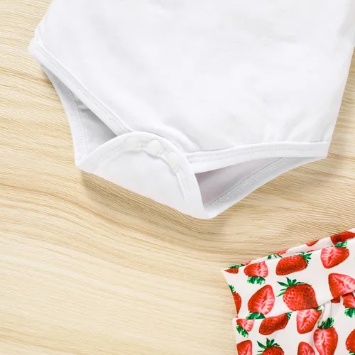 Miniatura 11 de Conjunto de ropa para bebé niña de 1er cumpleaños con mangas con volantes + pantalones cortos estampados + diadema para tartas