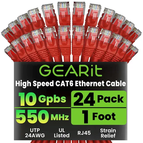 Miniatura 10 de GearIT Cable Ethernet Cat 6 de 1.5 pies y 18 pulgadas (paquete de 24) - Cable de conexión Cat6, cable de conexión Cat 6, cable Cat6, cable Ethernet