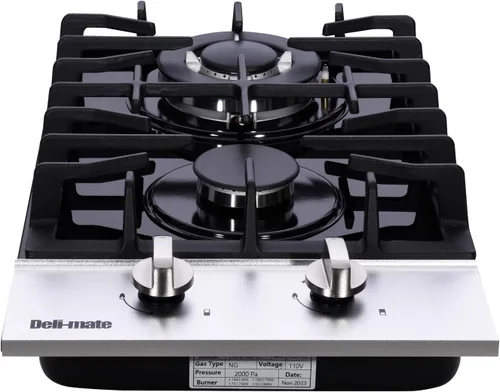 Miniatura 6 de Placa de cocina de gas de 12 pulgadas, estufa de gas de acero inoxidable incorporada de 2 quemadores, estufa de gas convertible GLPG/NG, encimera