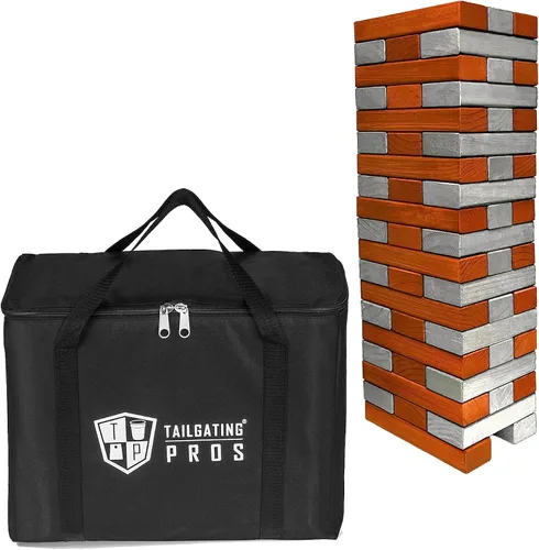 Miniatura 12 de Tailgating Pros Maderas Gigantes Premium que se Derrumban con Estuche de Transporte – ¡Elige los Colores de tu Equipo! Juego Gigante para Patio al