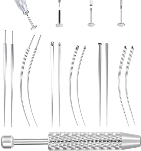 Miniatura 11 de Uni-J Herramienta de perforación de bola cónica para cambiar joyas, 14G, 16G, 18G, 20G, sin rosca, rosca interna, kit de estiramiento de rosca