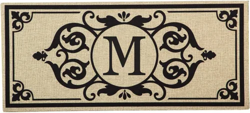 Miniatura 15 de Evergreen Flag Cambridge Monogram Letra A Burlap Sassafras Switch Mat 22" x 10