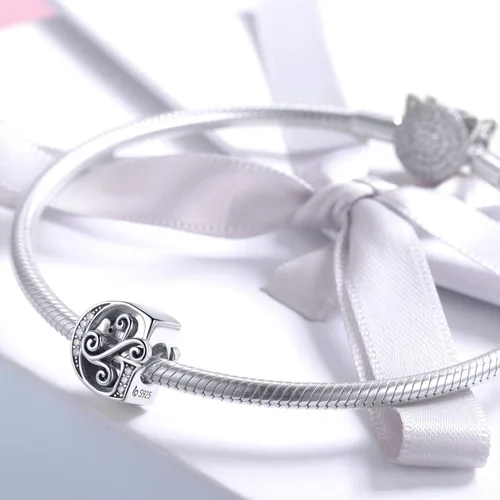 Miniatura 52 de BETTY&SARAH dije de plata esterlina 925 con forma de letra, para pulseras Pandora, letra del alfabeto, joya, regalo para mujer