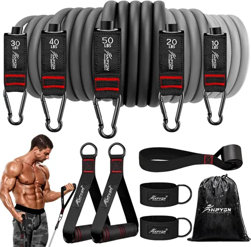 Miniatura 6 de HPYGN - Bandas de resistencia, bandas de ejercicio con asas, bandas de fitness, bandas de entrenamiento con anclaje de puerta y correas de tobillo