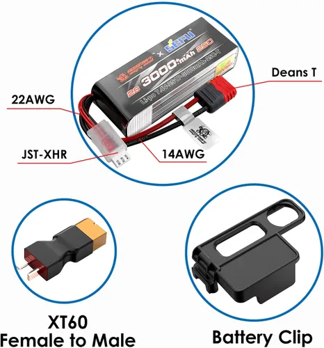 Miniatura 3 de sea jump 2S 7.4V 25C 3000mah Batería con T Plug para MJX H16E H16P H16PL H16BM H16DR H16GT 14301 JC16EP M161 RC Control Remoto Coche Actualización