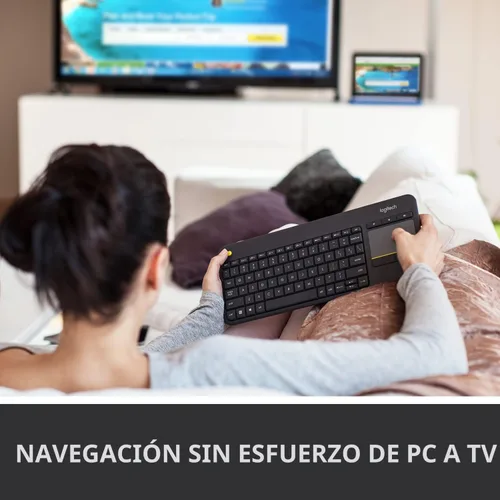 Miniatura 2 de Logitech K400 920-007119 Plus teclado táctil inalámbrico para TV conectado a computadora