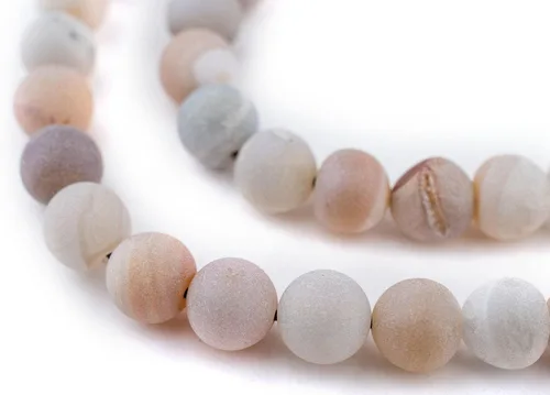 Miniatura 161 de The Bead Chest Cuentas de Jade Blanco Mate Redondas (8mm): Piedra Preciosa Orgánica Redonda Esférica de Energía con Poder de Sanación para Hacer