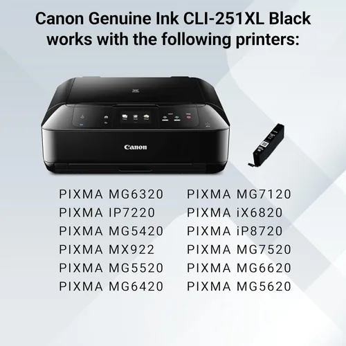 Miniatura 6 de Canon CLI-251XL - Depósito de tinta negra auténtica, compatible con MG6320, IP7220 y MG5420, MX922, MG5520, MG6420, MG7120, iX6820, iP8720, MG7520