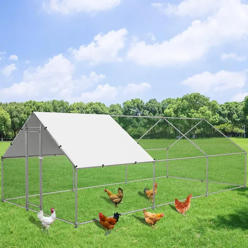 Miniatura 7 de NUGRIART Jaula grande de metal para gallinas, jaula de aves de corral, jaula para patos, casa con cubierta impermeable y anti-UV, galvanizada