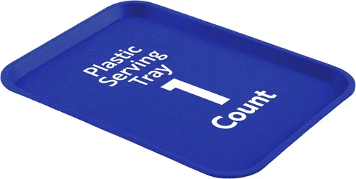 Miniatura 17 de Restaurantware RW Base - Bandejas de comida rápida de 10 x 14 pulgadas, 10 bandejas resistentes para cafetería, bandejas de plástico azul ligeras