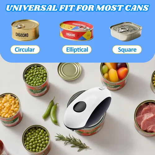 Miniatura 4 de Abrelatas eléctrico recargable por USB - Funciona con batería, operación automática de un toque, soporte magnético para tapa y corte de borde suave