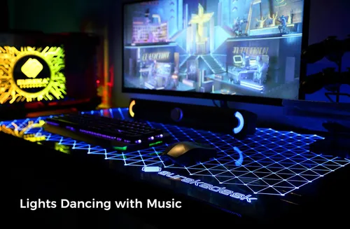 Miniatura 6 de EUREKA ERGONOMIC Escritorio LED RGB para juegos, sincronización de música, luces de escritorio de vidrio templado, 43 pulgadas, GTG I43, mesa