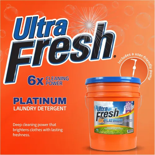 Miniatura 2 de Ultra Fresh Detergente líquido para lavar ropa, 6 veces platino, agua fría, 5 galones, removedor de olores de tela para lavar ropa y sábanas