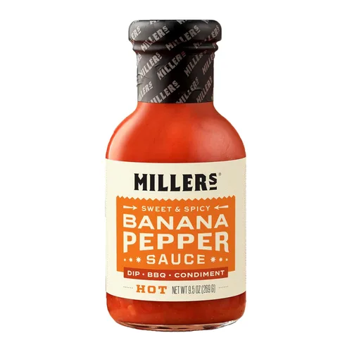 Miller's Mustard- Salsa picante de plátano y mostaza roja, salsa picante de plátano y pimienta, el mejor uso para alitas de pollo, hamburguesas,
