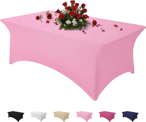 Miniatura 15 de Famstar Paño de Mesa Negro de 4 Pies de Elastano, Paño de Mesa Ajustado para Mesas Rectangulares, Fundas Elásticas Lavables Sin Arrugas