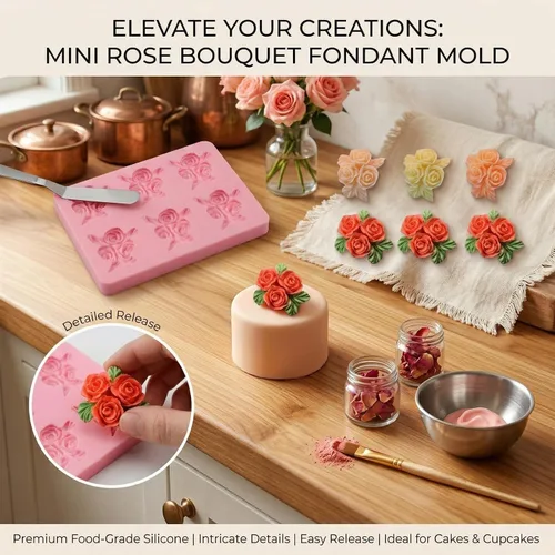 Miniatura 2 de Molde de silicona de 6 cavidades para decoración de pasteles, para boda, día de San Valentín, fiesta de cumpleaños, aniversario, decoración