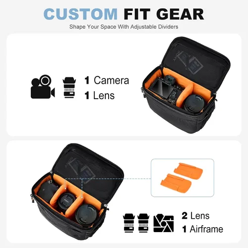 Miniatura 5 de Vogano Funda protectora para cámara, bolsa de hombro para fotografía, compatible con Nikon, Canon, Sony DSL/SLR/Equipo sin espejo, impermeable
