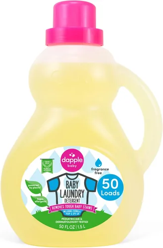 Miniatura 9 de Dapple Detergente para ropa de bebé, impulsado por plantas, concentrado, hipoalergénico, sin fragancia, paquete ecológico, quitamanchas, 34 fl oz