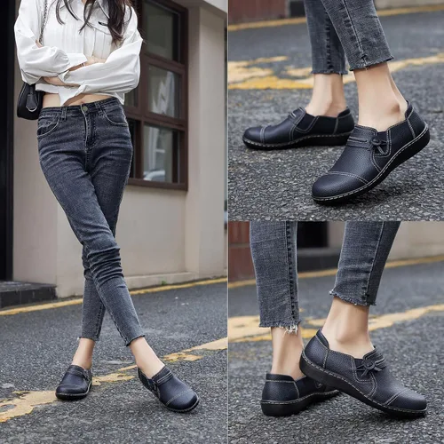 Miniatura 6 de LAZYPOP Mocasines de cuero clásicos y cómodos para mujer, bonitos zapatos de vestir informales, ligeros, para caminar, zapatos planos