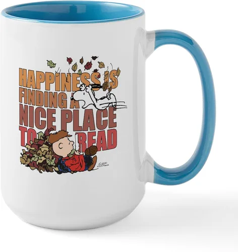 Miniatura 11 de CafePress Peanuts Fall Reading - Taza grande de cerámica (15.0 fl oz)