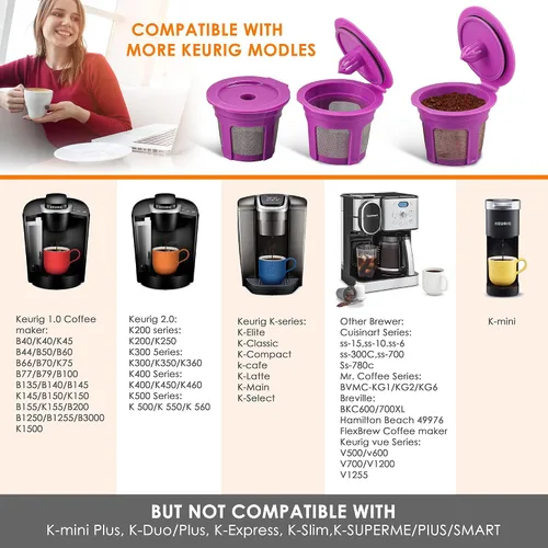 Miniatura 2 de Haetyly Paquete de 4 Filtros de Café Reutilizables K Cup, Compatible con Cafeteras Keurig Brewers 1.0 y 2.0 - Filtros Universales Kcup