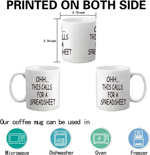 Miniatura 6 de WENSSY Accountant Gifts - Taza de hoja de cálculo, Oh This Calls For a Spreadsheet taza, regalo divertido para jefe de contabilidad CPA hombres