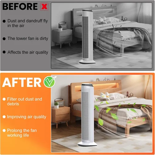 Miniatura 6 de GCGOODS Filtro de aire para ventilador de torre, filtros de ventilador de torre de flujo de aire fácil, filtro de aire lavable y cortable