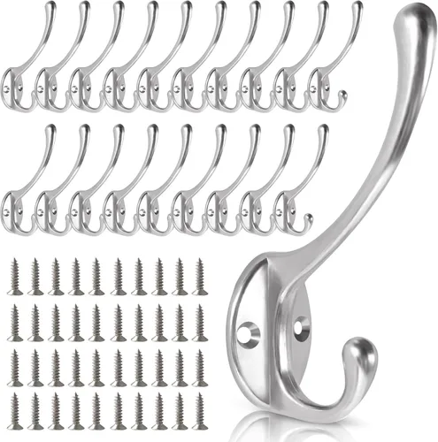 Miniatura 10 de Ganchos de pared para colgar, paquete de 15 ganchos resistentes de metal para abrigos, para sala de estar, baño, cocina, dormitorio para toalla